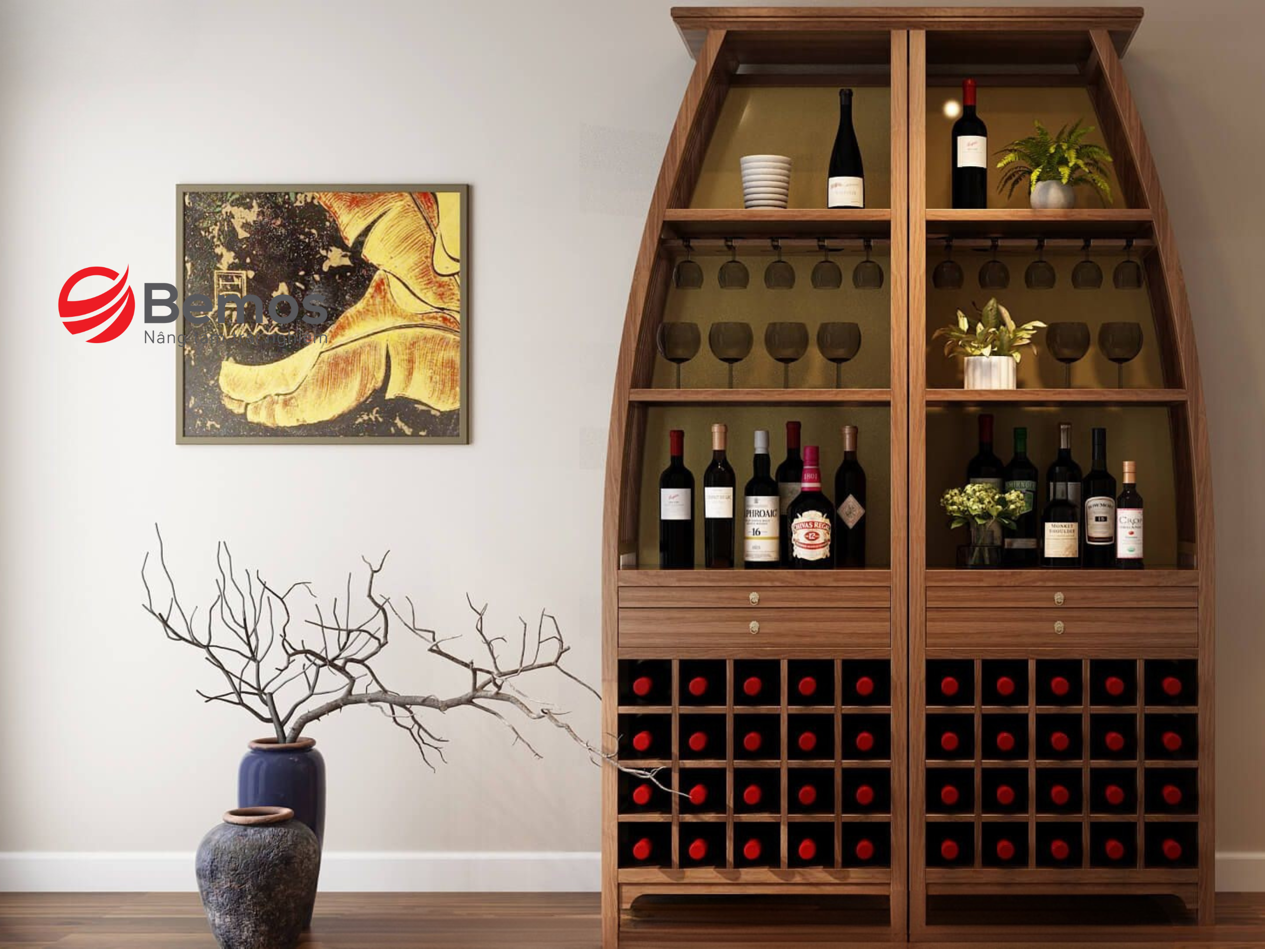 7 Ý Tưởng Trang Trí Tủ Rượu Theo Phong Cách Tết 2025