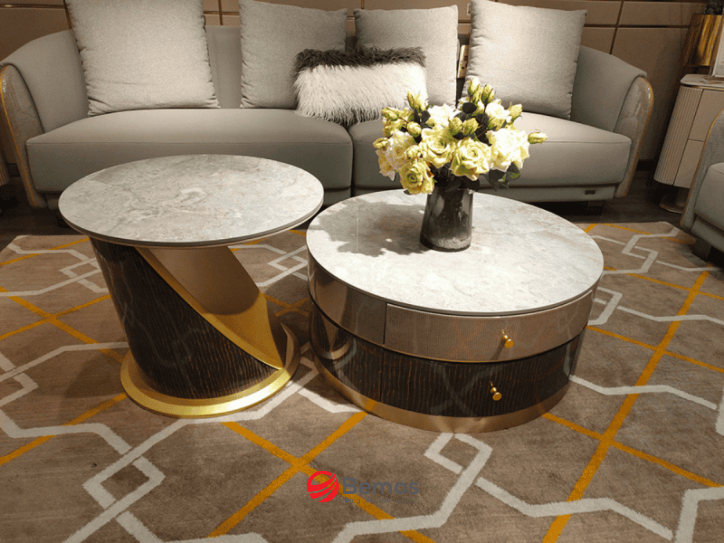 Bàn Trà Đôi Mặt Đá BM-11-BTD