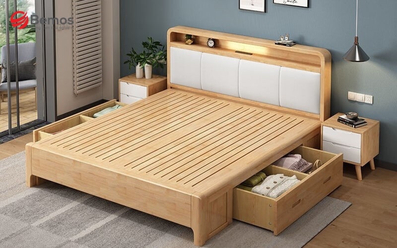 Mẫu giường ngủ 1.8mx2m được thiết kế ngăn kéo tiện lợi