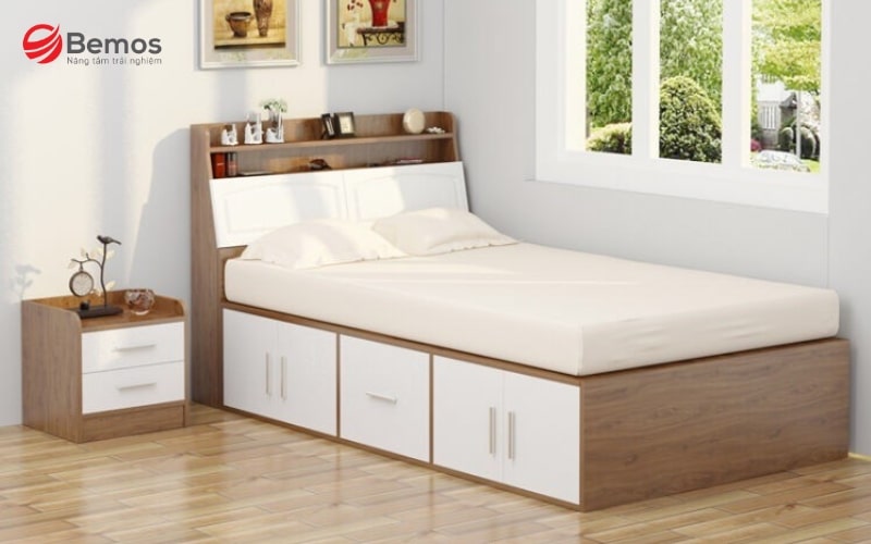Mẫu giường ngủ 1m2 bằng gỗ bền, đẹp, sử dụng lâu dài