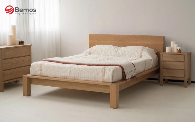 Giường ngủ vẫn gỗ tự nhiên thiết kế trang nhã - tinh tế
