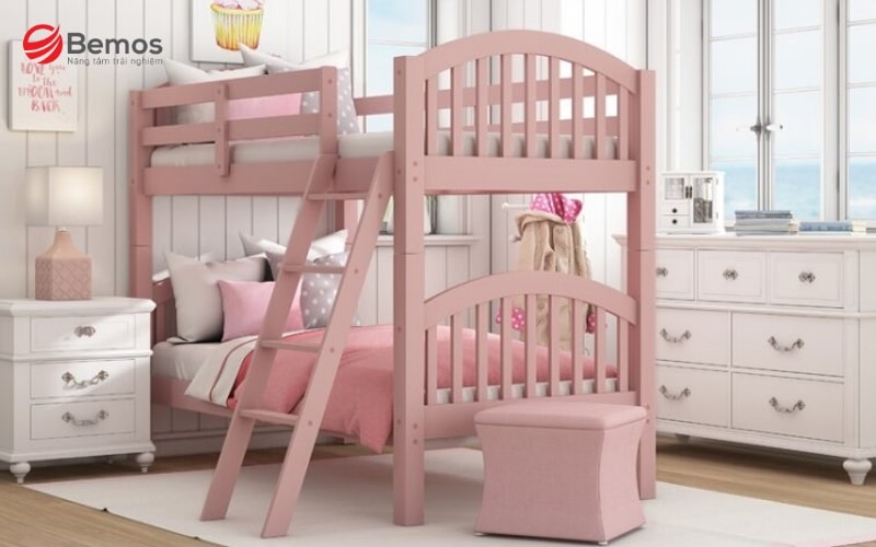Giường tầng - giải pháp tiết kiệm không gian cho gia đình có 2 bé gái