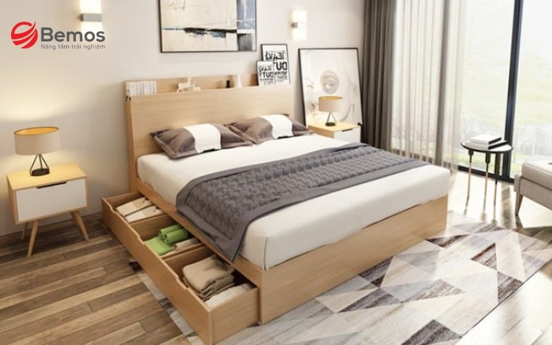 Giường ngủ có ngăn kéo giúp tăng khả năng lưu trữ cho gia đình