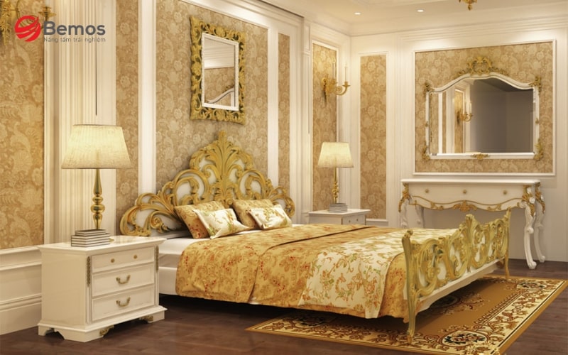Mẫu giường ngủ khách sạn 5 sao phong cách hoàng gia sang trọng