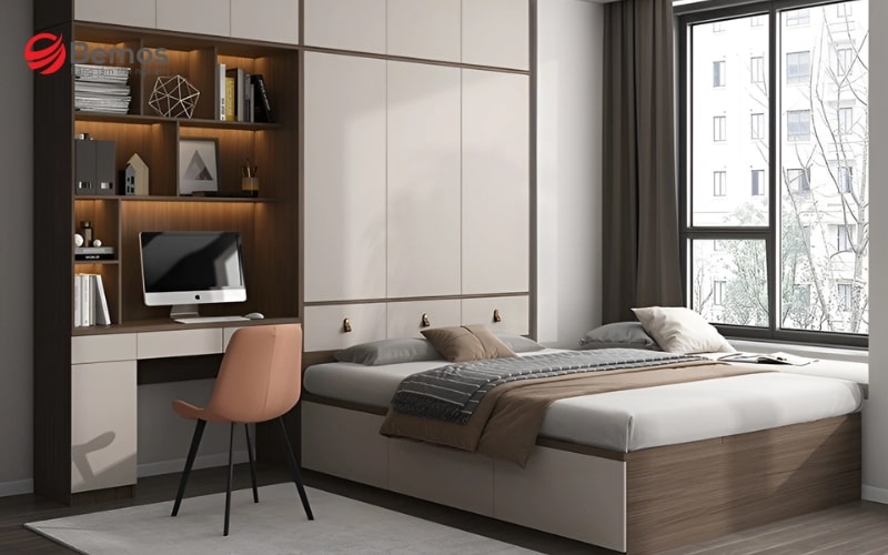 Mẫu giường liền tủ giúp tối ưu công năng, tiết kiệm diện tích sàn