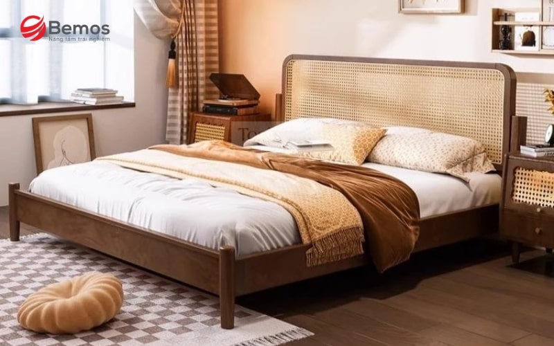 Mẫu giường Indochine thiết kế đơn giản, tinh tế