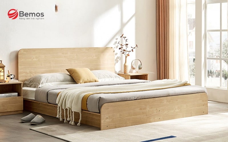 Giường ngủ tối giản dễ dàng kết hợp với các đồ nội thất khác