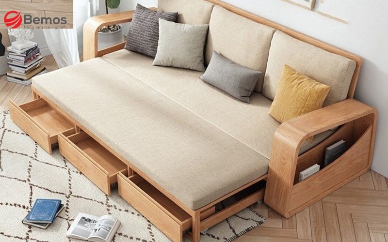 Mẫu giường ngủ tích hợp sofa và các ngăn kéo tiện dụng