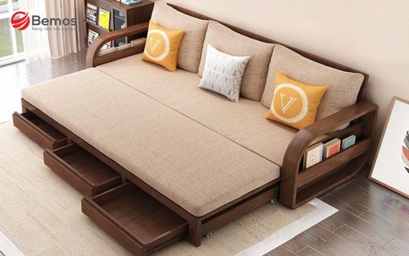 Mẫu giường sofa tích hợp các ngăn kéo chứa đồ thông minh