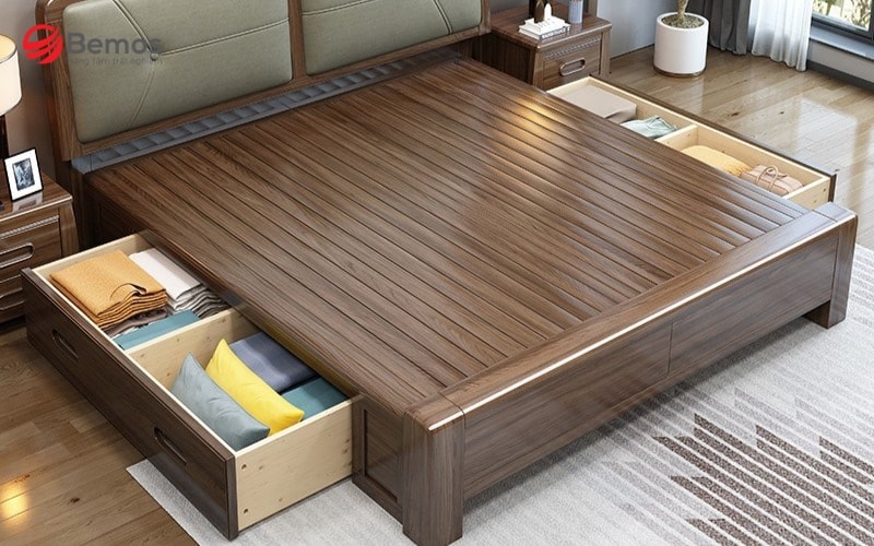 Mẫu giường có ngăn kéo để tăng không gian lưu trữ cho gia đình
