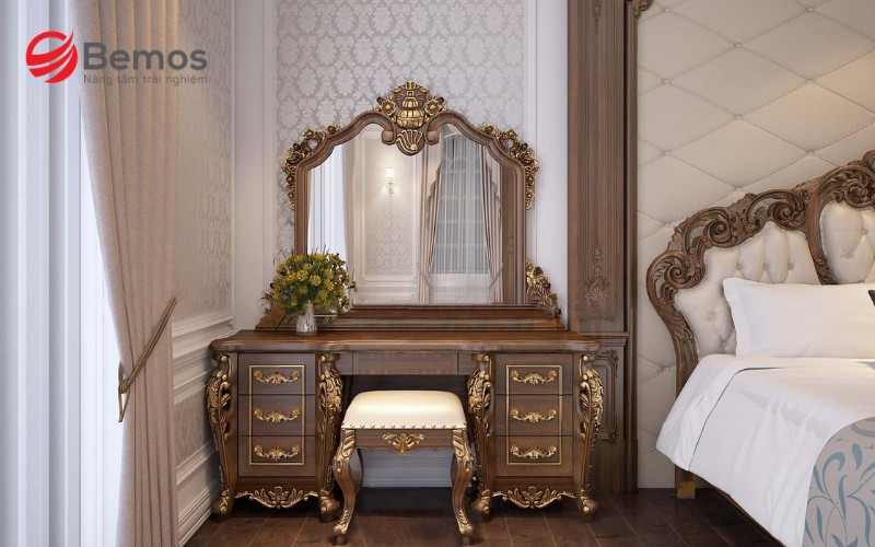 Bàn trang điểm tân cổ điển giúp phòng ngủ trở nên sang trọng hơn 