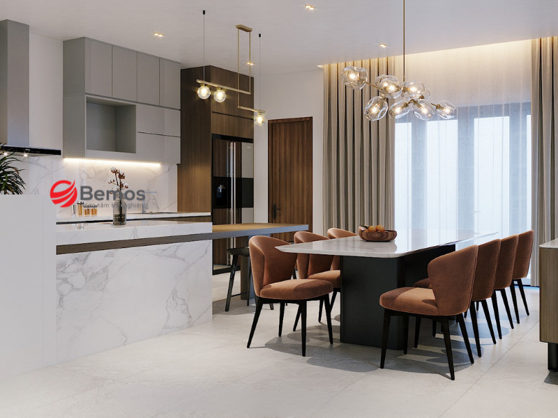 Bàn ăn chân sắt mặt đá