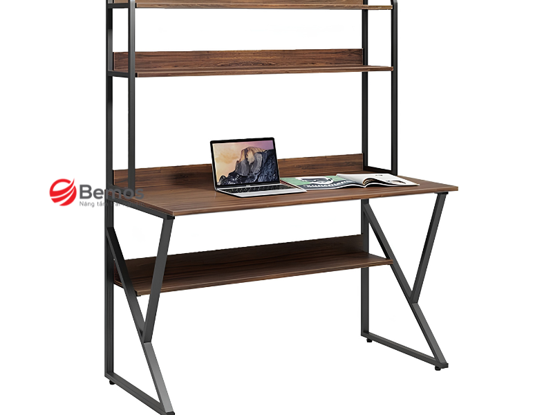 Bàn Học Liền Giá Sách Chân Sắt - Giải Pháp Cho Không Gian Căn Hộ Nhỏ 