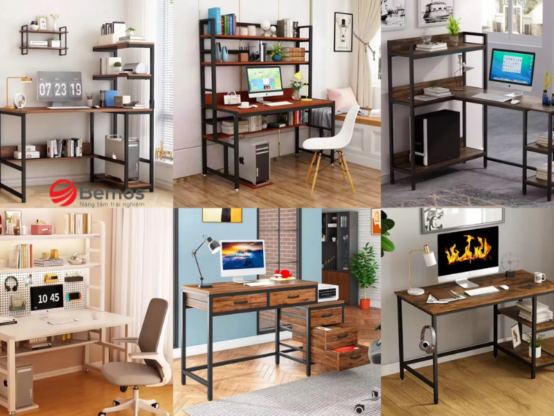 Bàn làm việc kèm giá sách