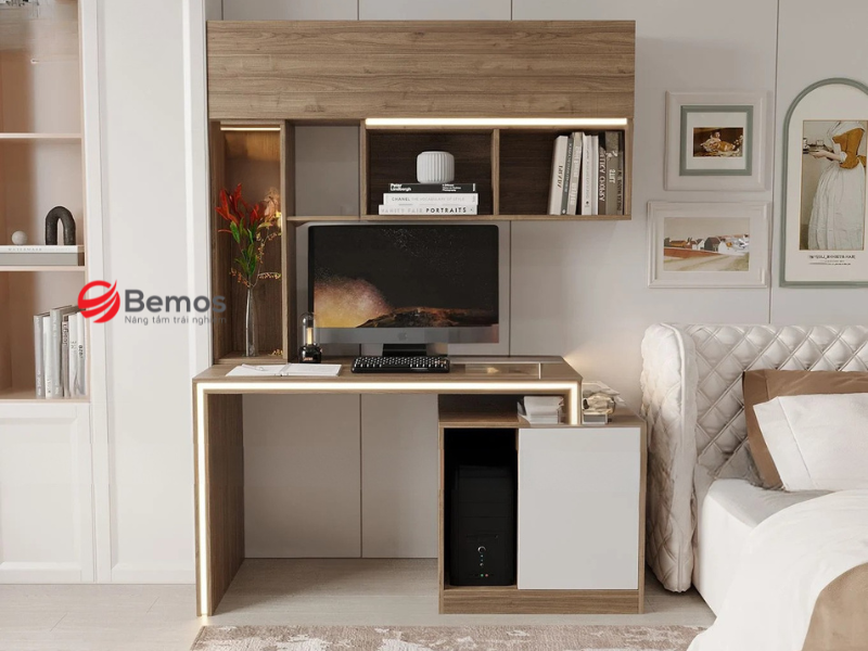 Các loại bàn làm việc kèm giá sách phổ biến hiện nay