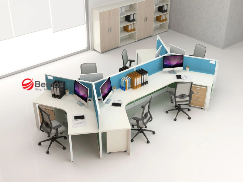 Mẫu Cụm Bàn Làm Việc 6 Người Đẹp Hiện Đại Cho Văn Phòng