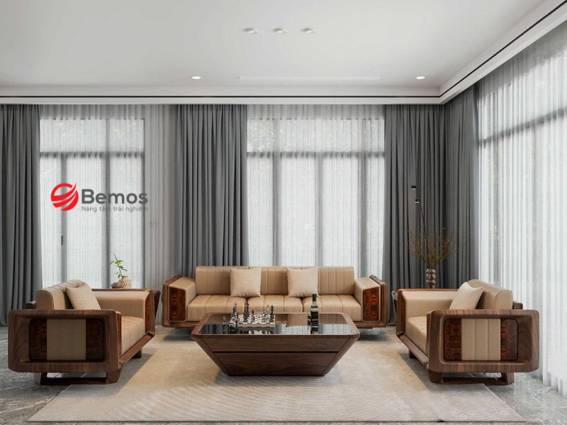 Ghế sofa gỗ bọc da