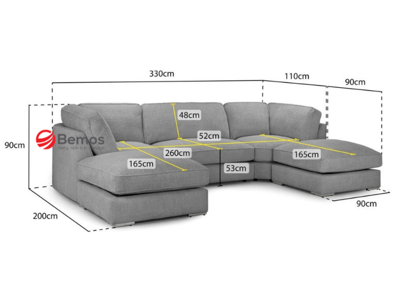 Kích thước sofa chuẩn theo từng loại ghế