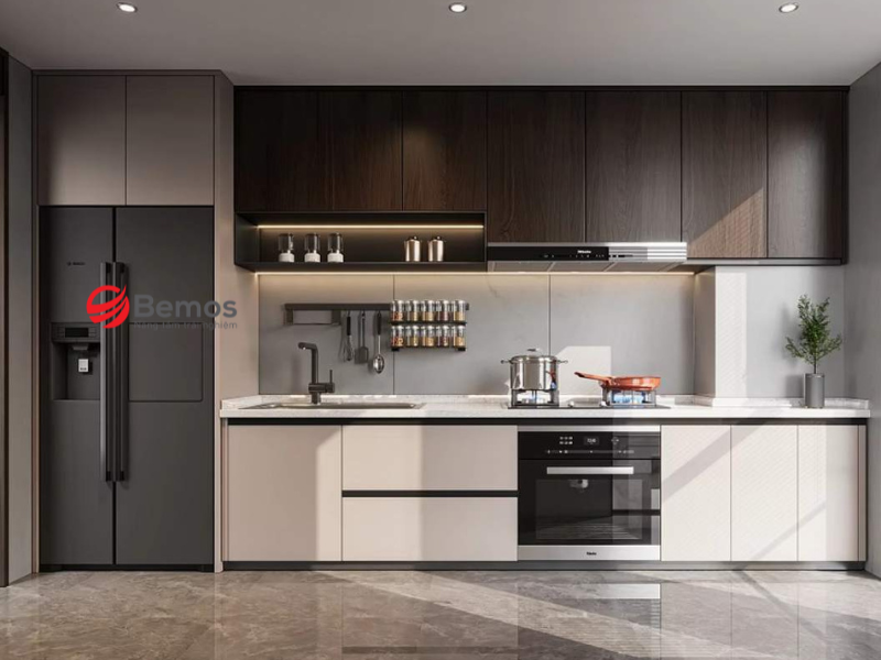 Bố trí tủ bếp phù hợp với không gian phòng bếp