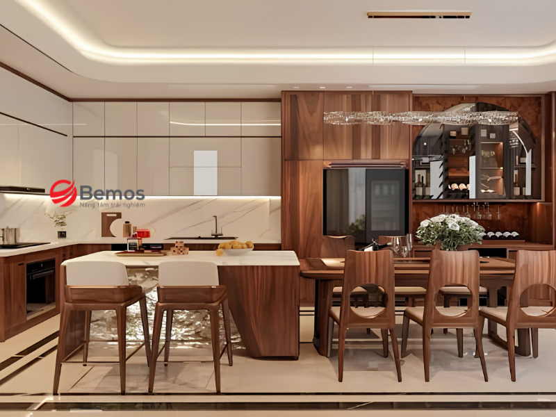 Tủ bếp gỗ óc chó