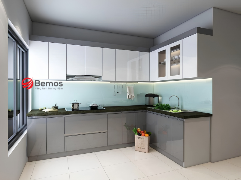 Tủ bếp gỗ sồi Nga