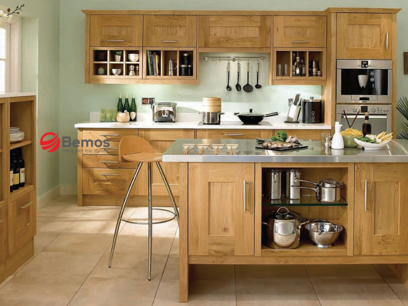 Tủ bếp gỗ thông phù hợp với những không gian nào