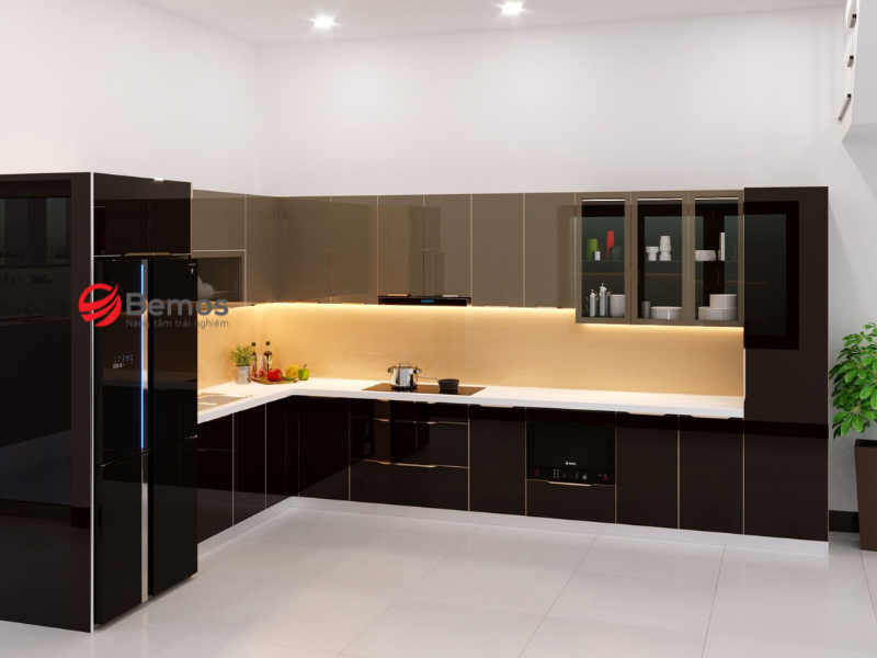 Tủ bếp inox cánh nhựa