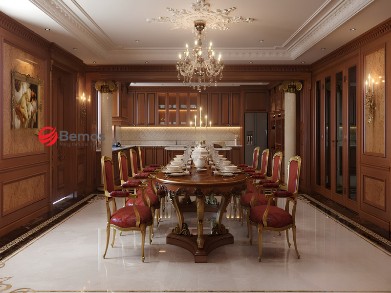 Gia công bàn ăn gỗ gõ đỏ cho khách sạn