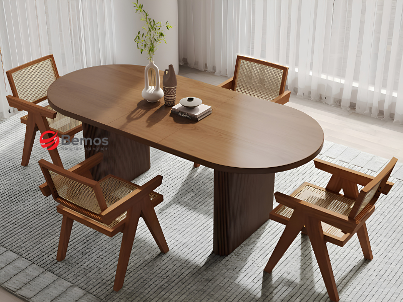 Gia công bàn ăn gỗ sồi cho nhà hàng và chuỗi F&B