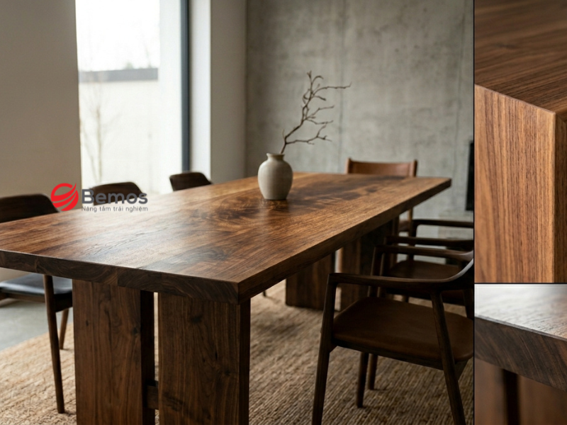  Gia công bàn ăn veneer óc chó theo yêu cầu