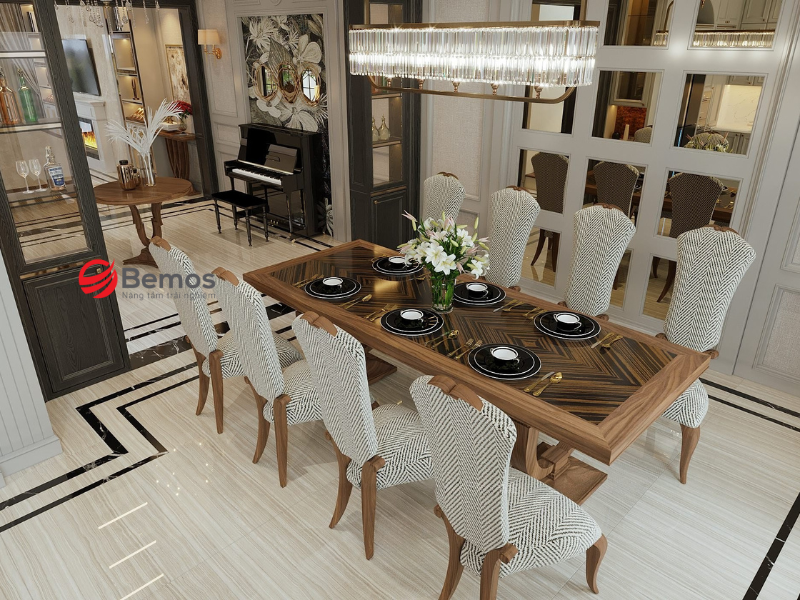  Gia công bàn ăn veneer óc chó theo yêu cầu