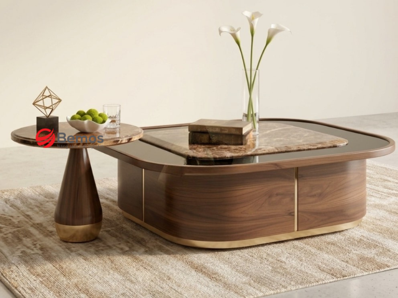 Gia công bàn trà gỗ óc chó theo yêu cầu cho công ty thiết kế