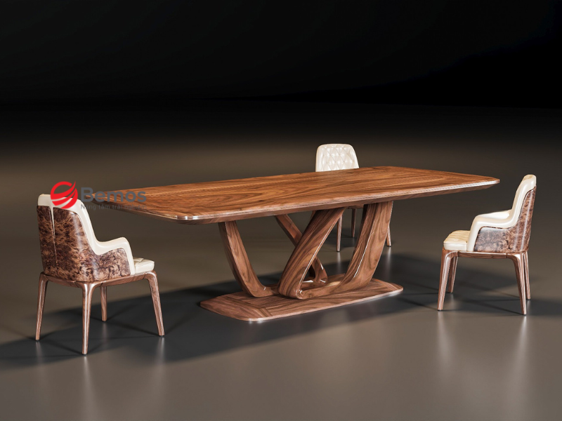 Gia công bàn ăn veneer óc chó
