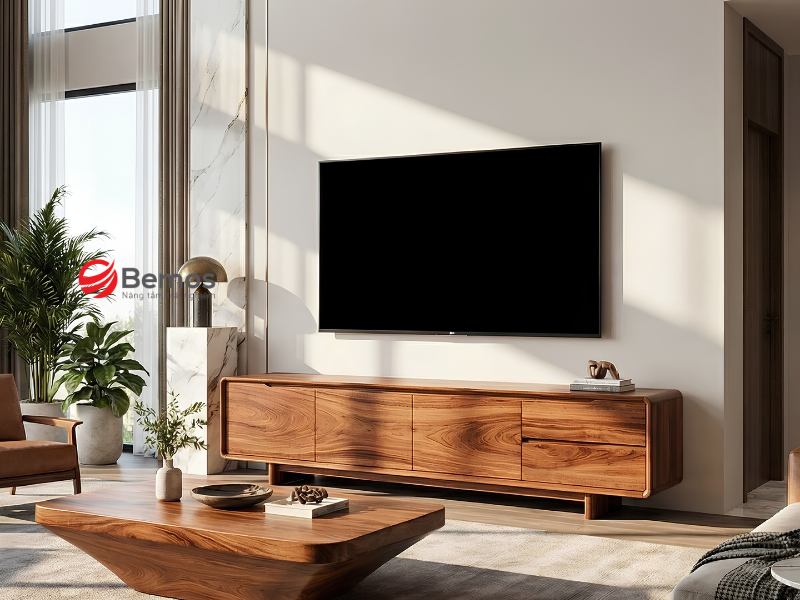 Gia công kệ tivi gỗ tần bì theo yêu cầu