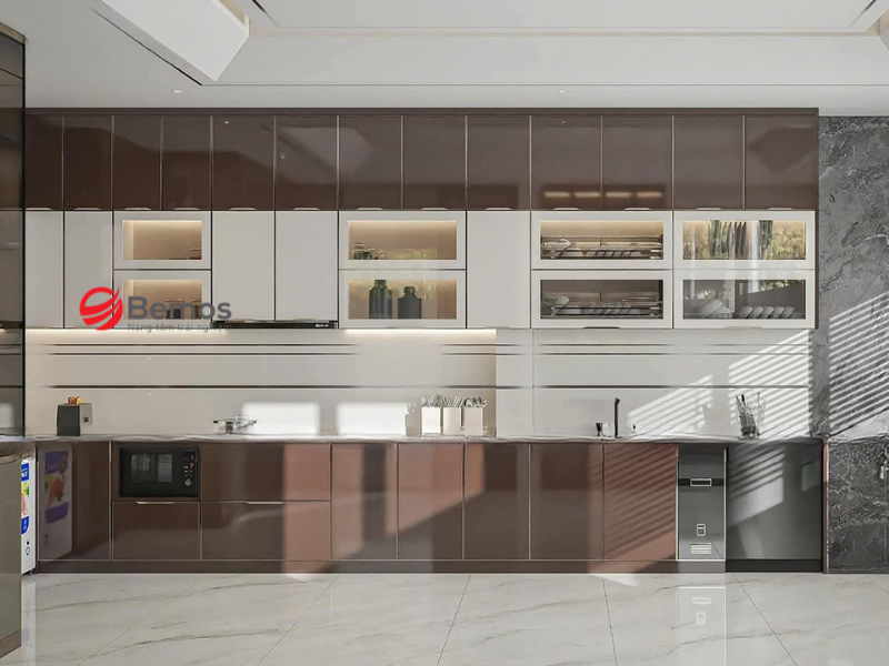 Gia công tủ bếp cho showroom