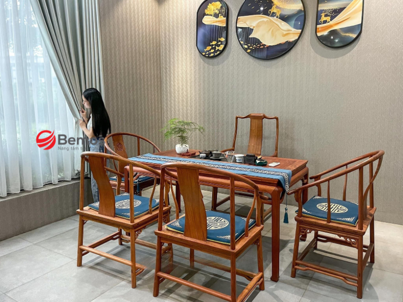 Sản xuất bàn trà gỗ gõ đỏ