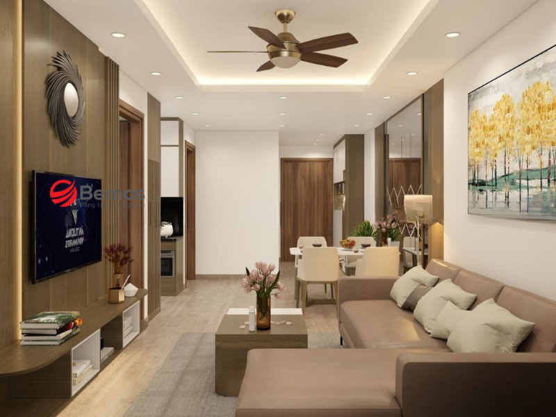 Thiết kế nội thất chung cư 2 phòng ngủ cho gói bàn giao 