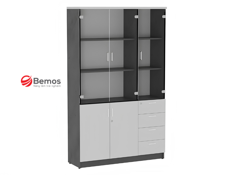 Tủ tài liệu 3 buồng gỗ tự nhiên