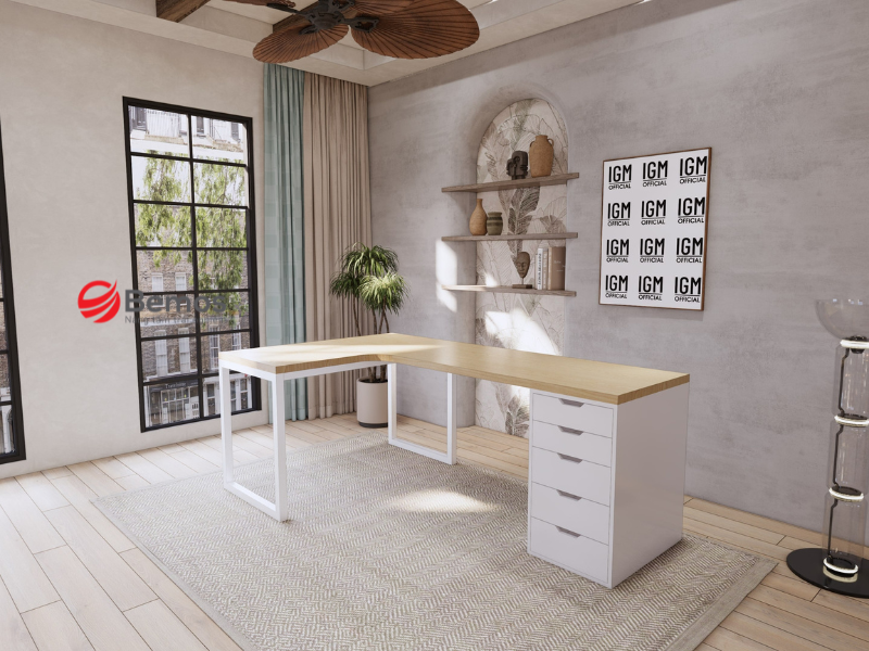 Các loại kệ gắn tường phối hợp hiệu quả với bàn 2m4