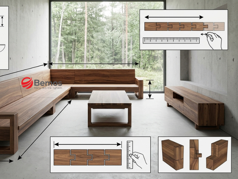 Kích thước bàn ghế gỗ nguyên khối tiêu chuẩn 2026